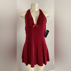 Escante 1XL burgundy halter dress lingerie